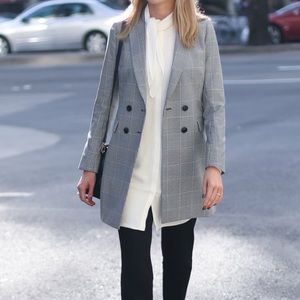Reiss Glen Plaid Long Double Breasted Blazer